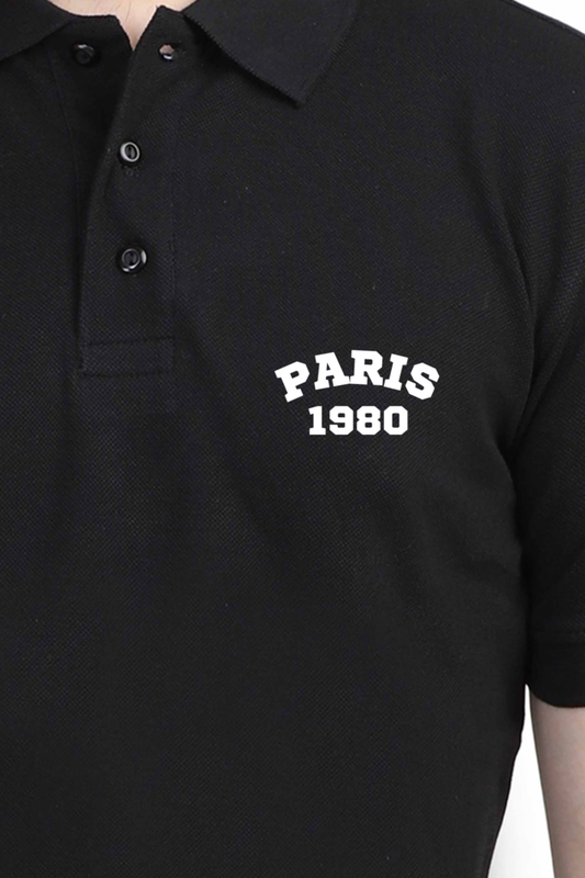 Collar T-shirt for men with paris 1980 design