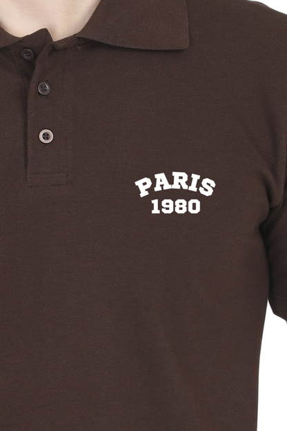 Collar T-shirt for men with paris 1980 design