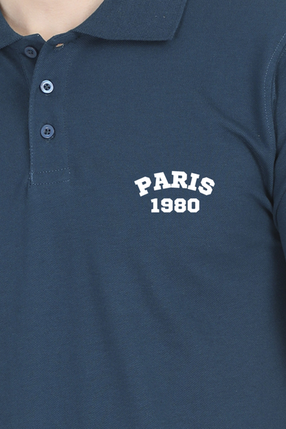 Collar T-shirt for men with paris 1980 design