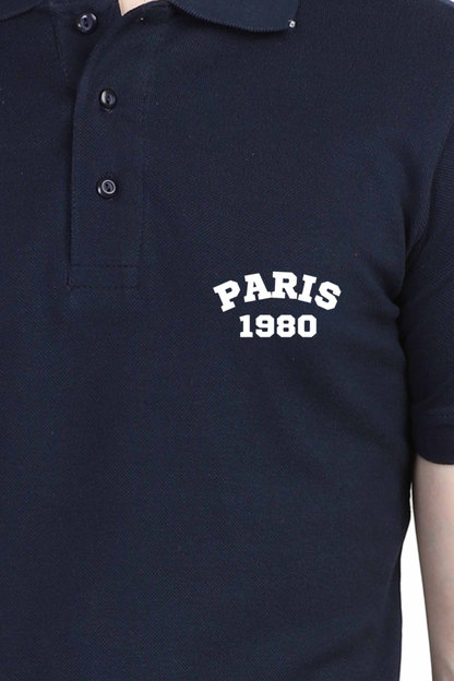 Collar T-shirt for men with paris 1980 design